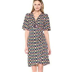 Lark & Ro Geometric knotted front wrap dress
